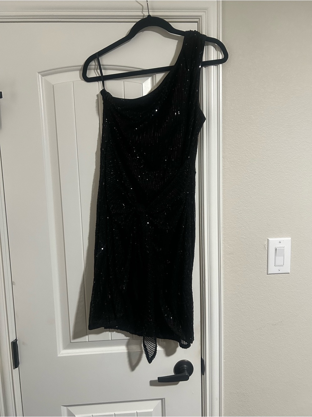 Grace Karin Black One-Shoulder Sequin Cocktail Dress